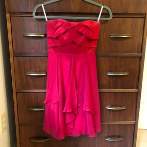 Red Strapless Dress with Slitted Back Detailing